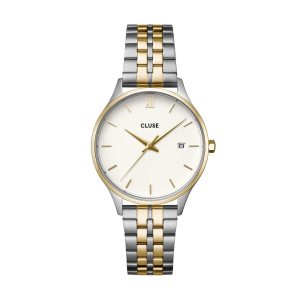 Cluse Minuit Date Watch Steel, Coconut Milk, Bicolor CW14302